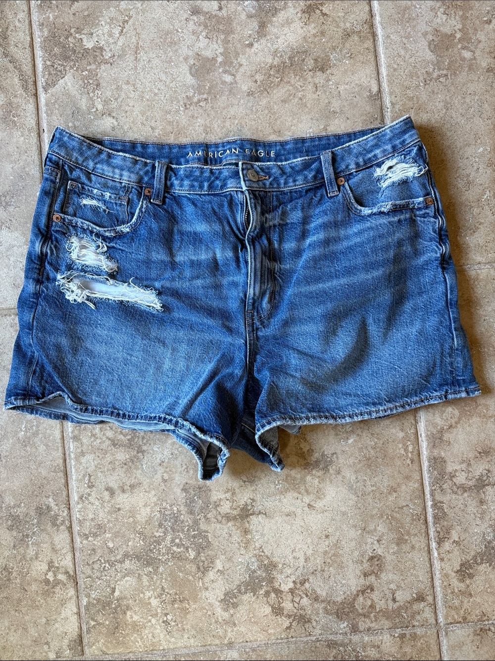 American Eagle Outfitters Distressed Blue Denim Shorts
